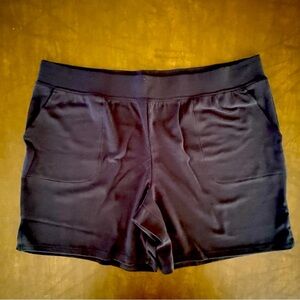 Denim&Co Classic Black 7-In Inseam Athletic Shorts, Women’s Size XLP
